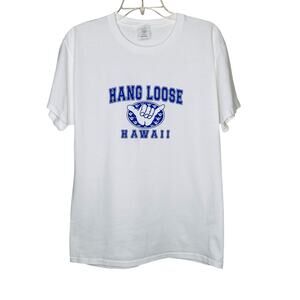 Mens Hawaiian White Graphic T-shirt - Size Medium Streetwear Vacation Casual